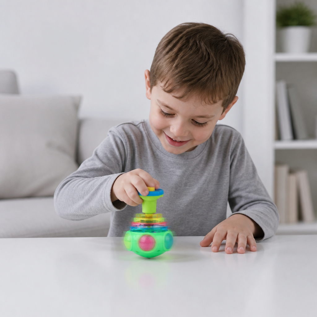 Interactive Light-Up Musical Spinning Top Toy for Kids