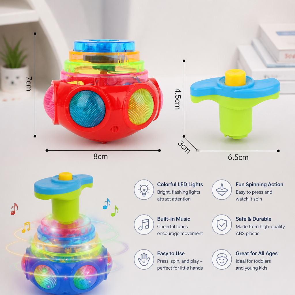 Interactive Light-Up Musical Spinning Top Toy for Kids