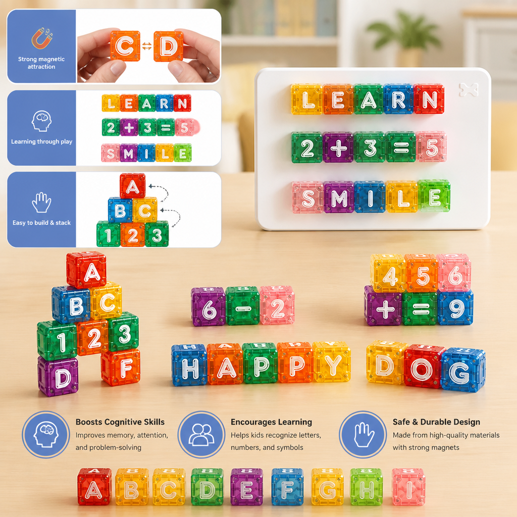 40-Piece Magnetic Letters & Numbers Learning Set – Montessori STEM Toy for Kids