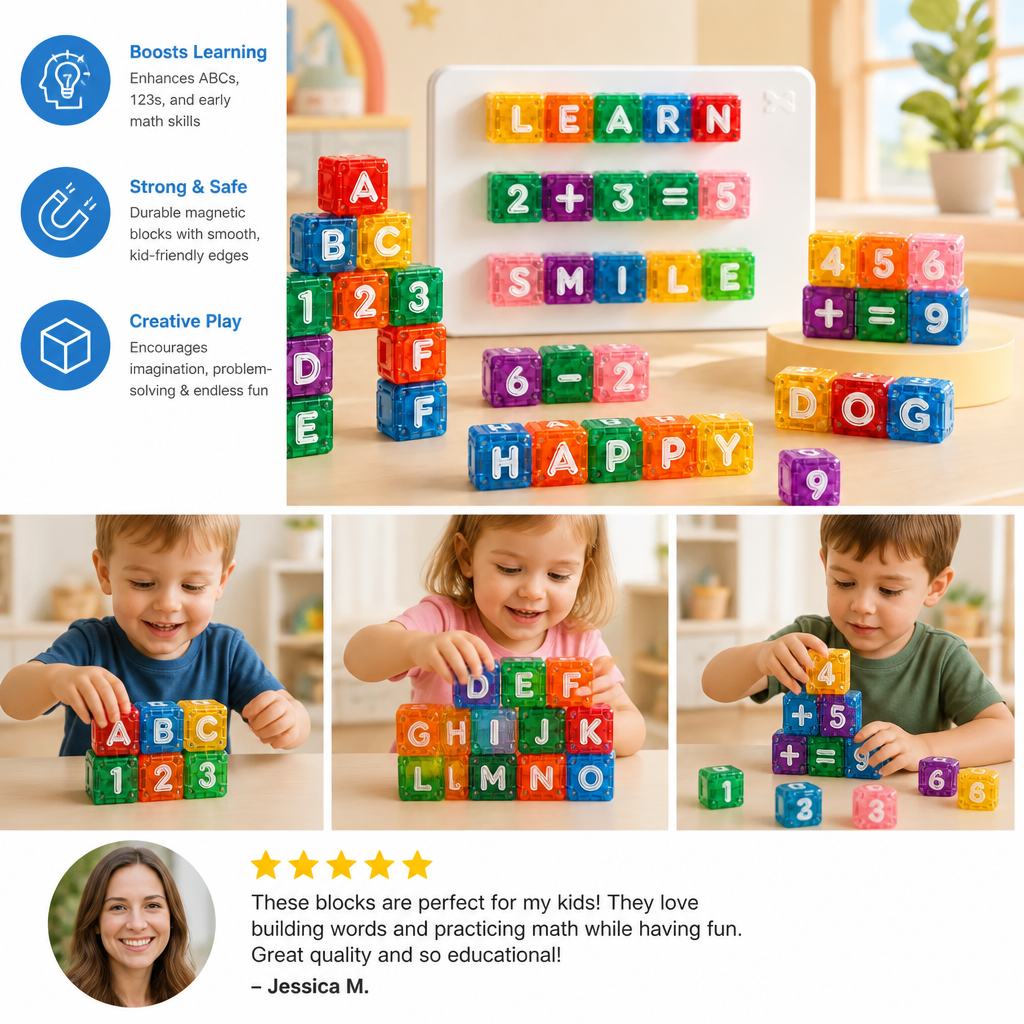 40-Piece Magnetic Letters & Numbers Learning Set – Montessori STEM Toy for Kids