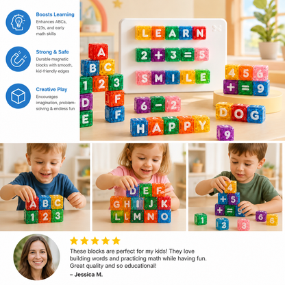 40-Piece Magnetic Letters & Numbers Learning Set – Montessori STEM Toy for Kids