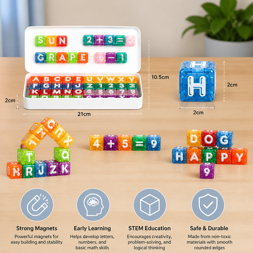 40-Piece Magnetic Letters & Numbers Learning Set – Montessori STEM Toy for Kids