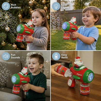 Electric Christmas Bubble Gun with Lights & Sounds for Kids
