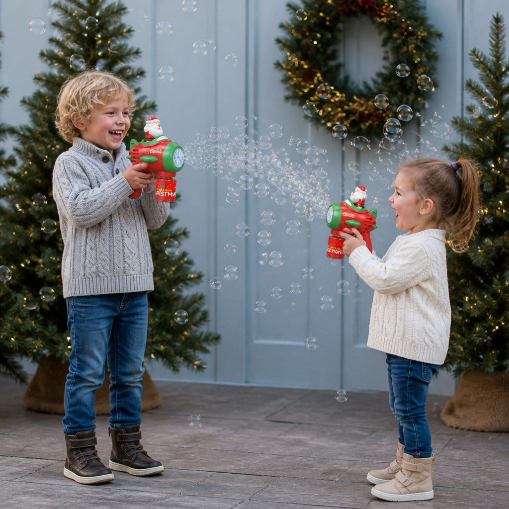 Electric Christmas Bubble Gun with Lights & Sounds for Kids