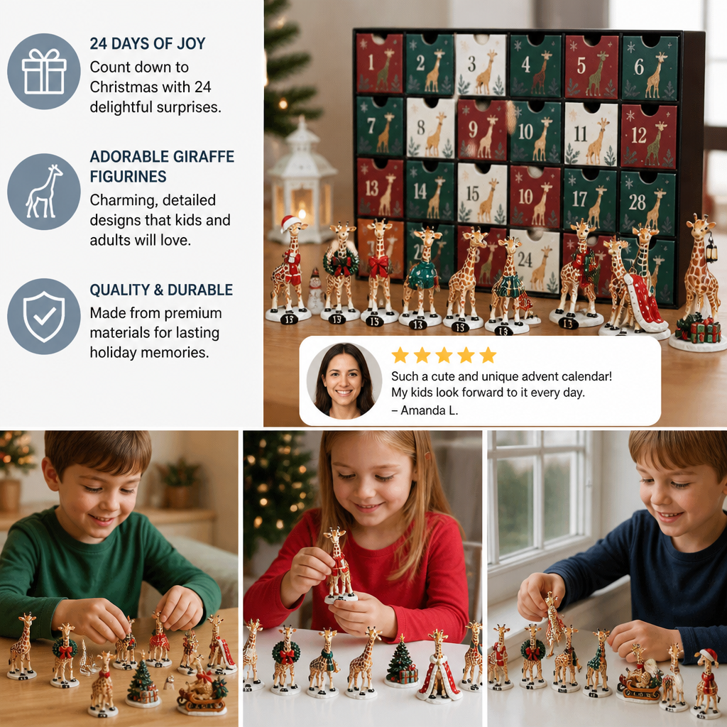 24-Day Christmas Giraffe Figurine Advent Calendar