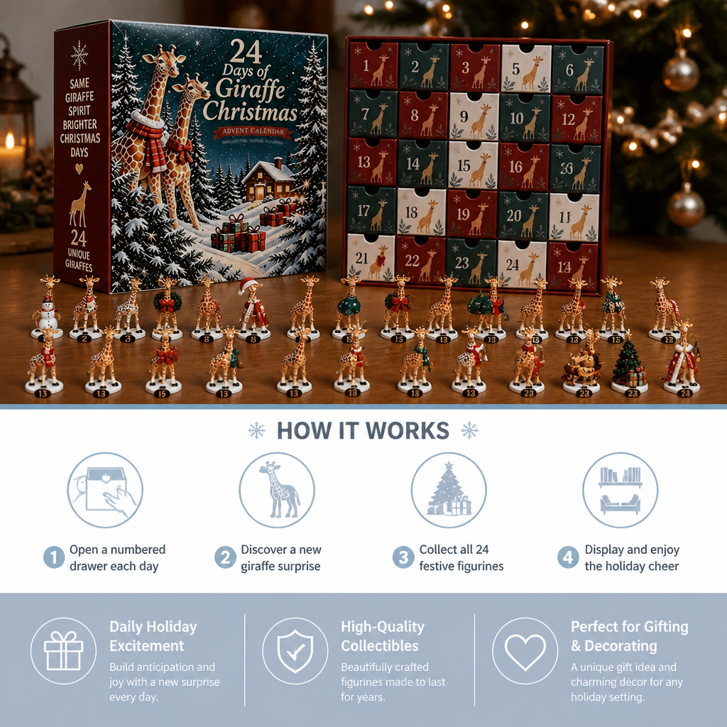 24-Day Christmas Giraffe Figurine Advent Calendar