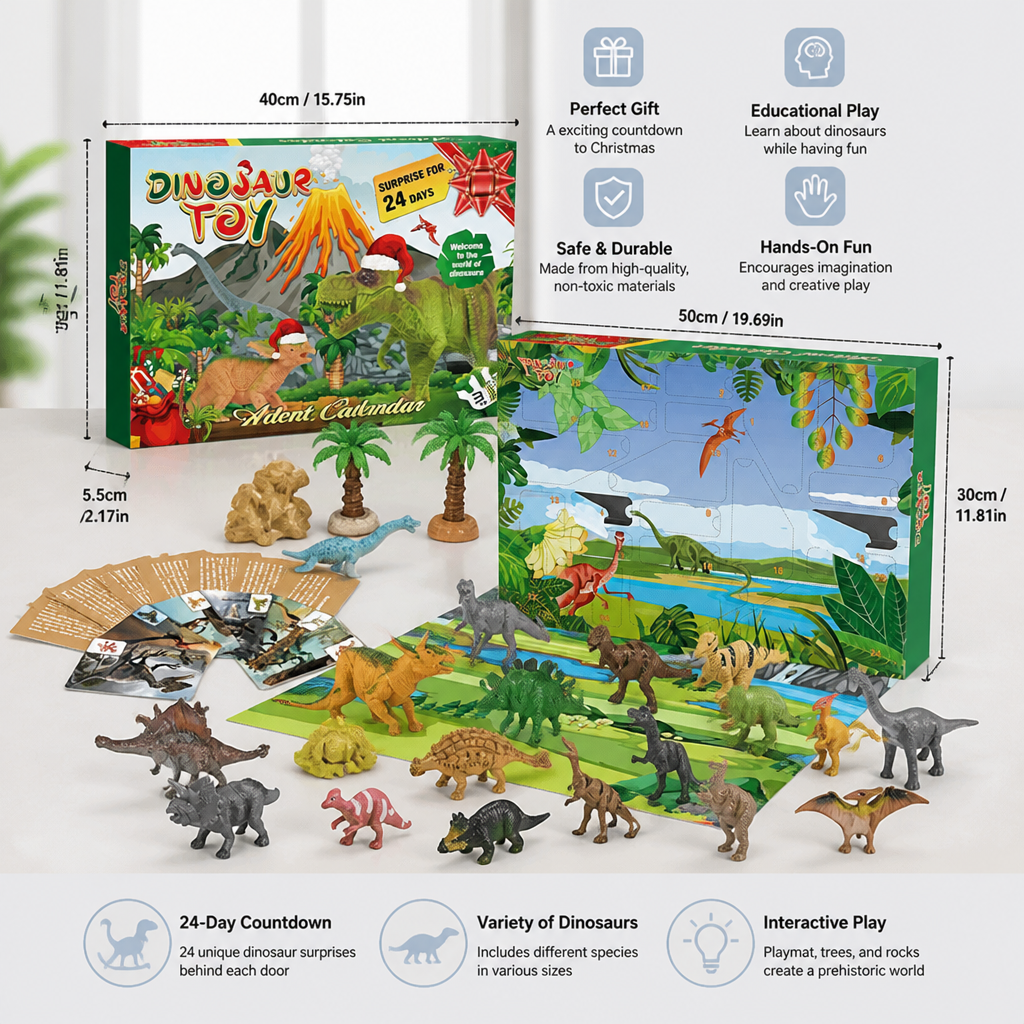 24-Day Dinosaur Toy Advent Calendar with Surprise Figures