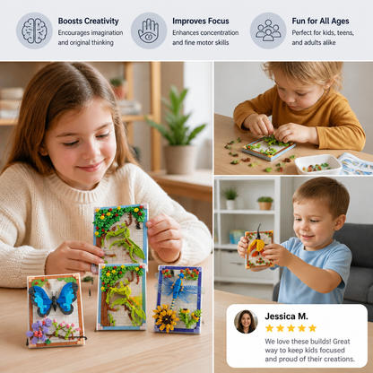 DIY 3D Nature Frame Building Blocks Set – Flowers & Insects