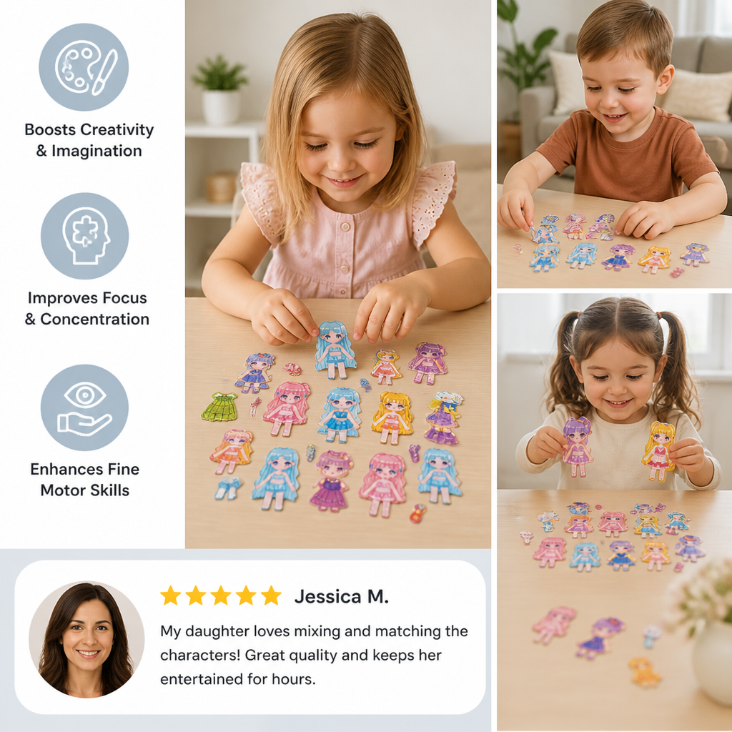 Princess Magnetic Dress-Up Set with 3D Stickers