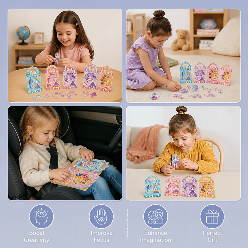 Princess Magnetic Dress-Up Set with 3D Stickers