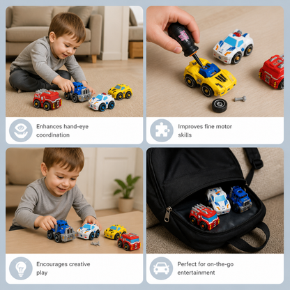 4-Piece DIY Take-Apart City Vehicle Set with Toy Drill