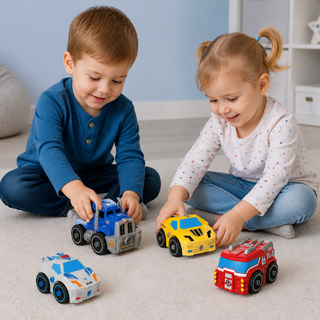 4-Piece DIY Take-Apart City Vehicle Set with Toy Drill