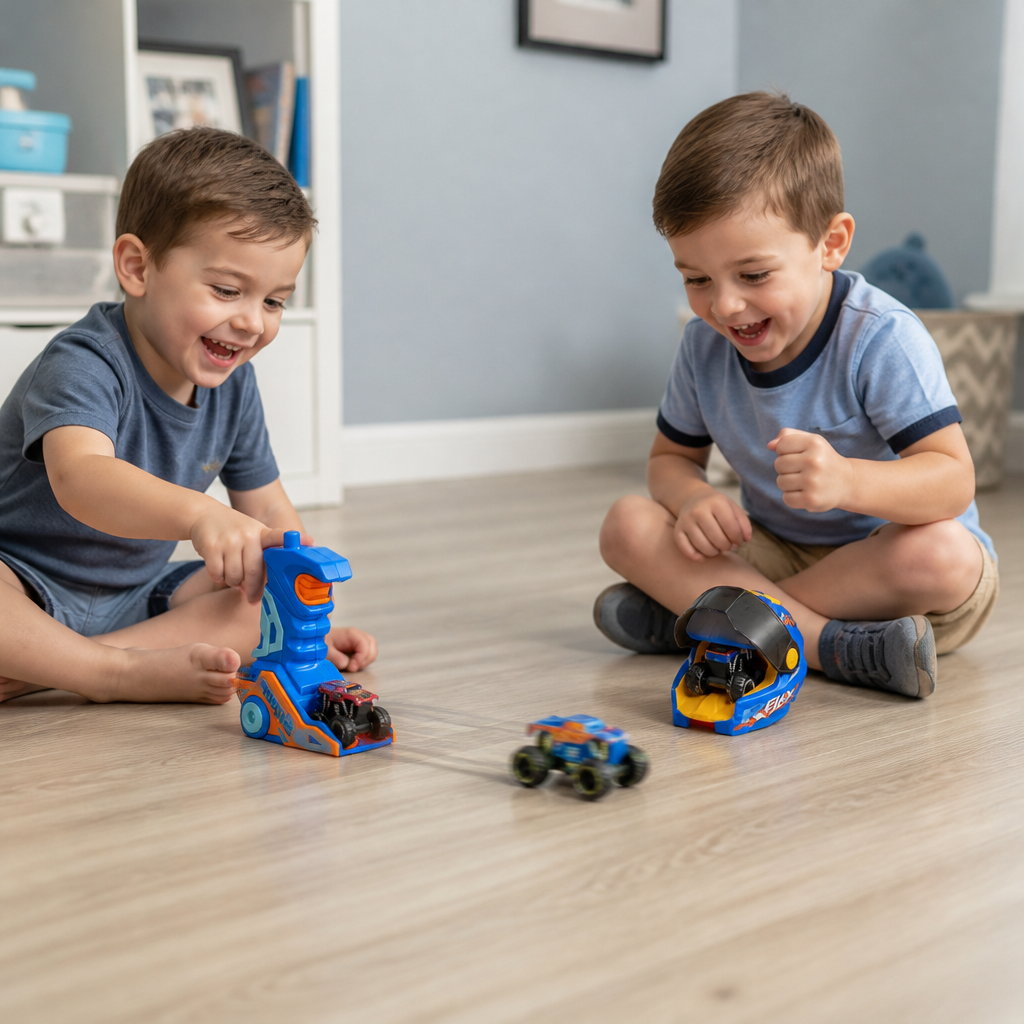 One-Click Monster Truck Launcher with Helmet & Handle Design