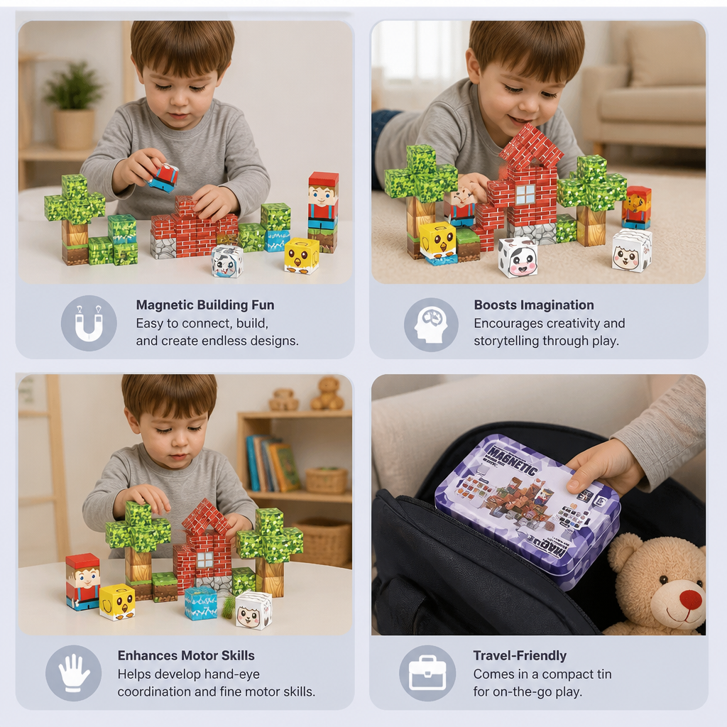40-Piece Magnetic Building Blocks Set for Kids – Perfect for On-the-Go Fun