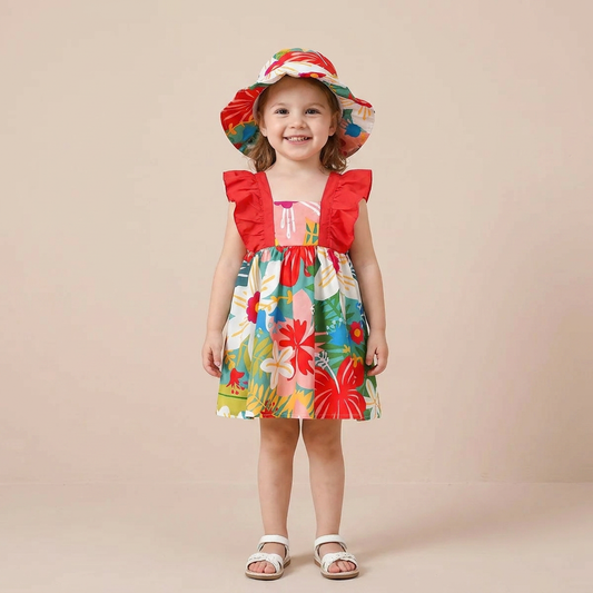 Tropical Bloom Dress Set & Hat
