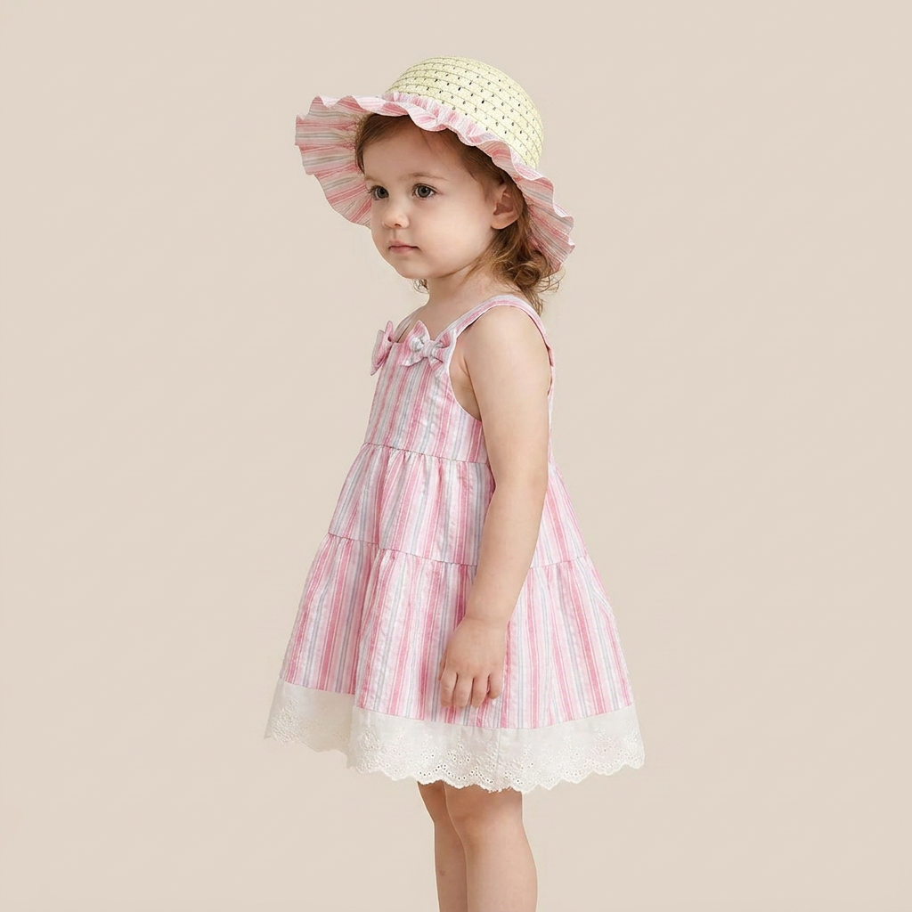 Seaside Stripe Dress Set & Hat