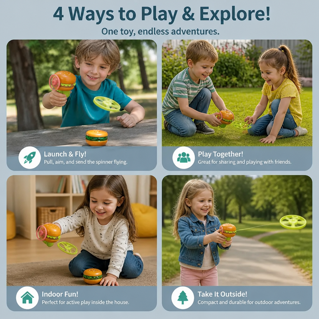 Kids’ 2-in-1 Spinning Top & Flying Spinner Launcher