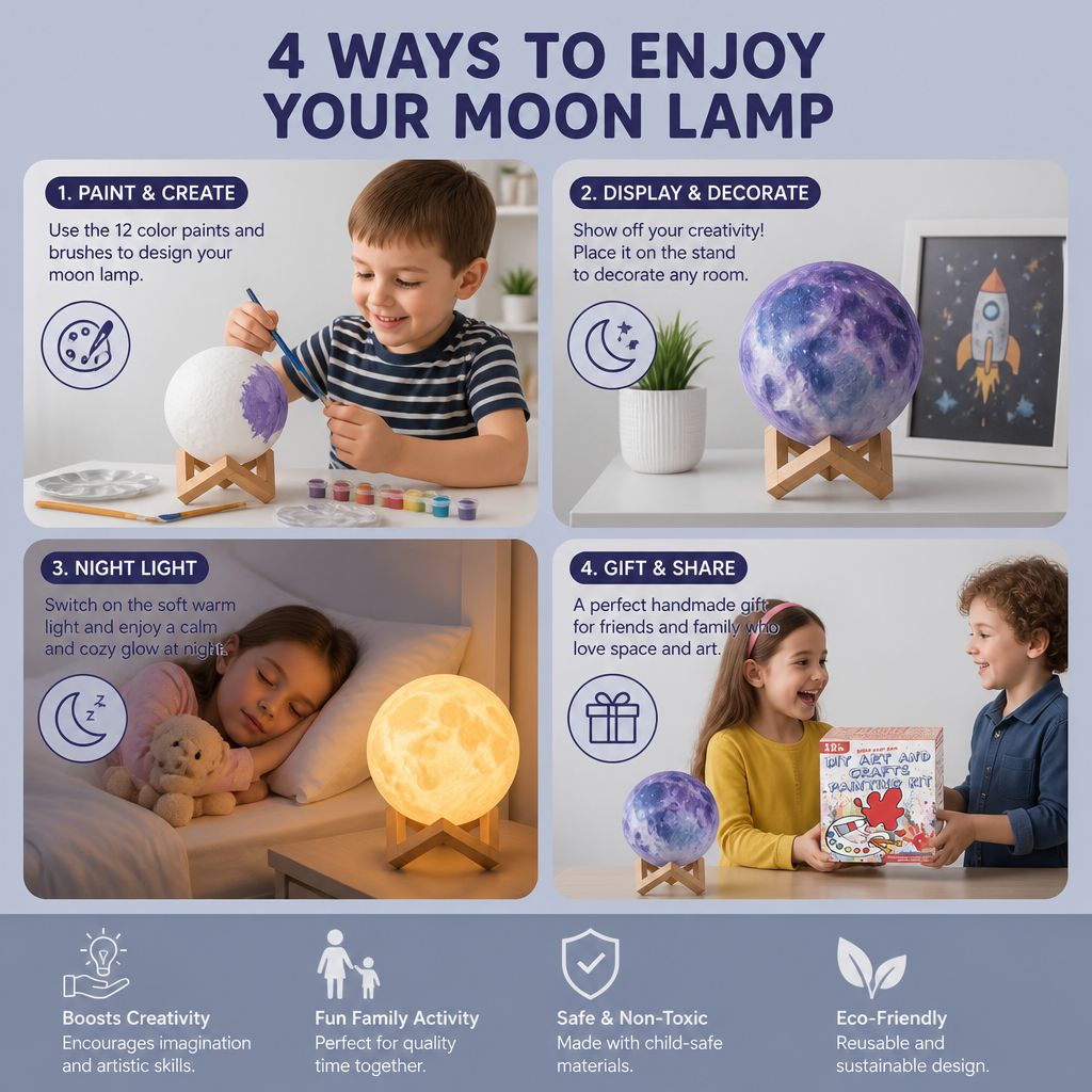 DIY Paint Your Own Moon Lamp Kit for Kids – Creative Space Night Light
