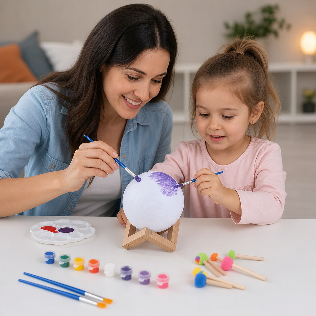 DIY Paint Your Own Moon Lamp Kit for Kids – Creative Space Night Light