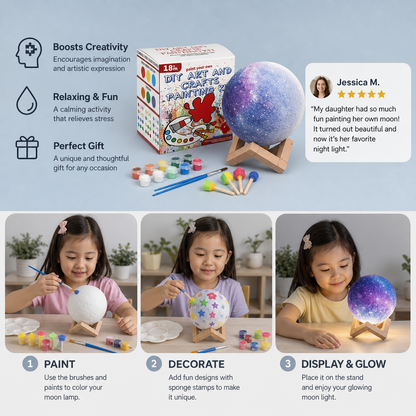 DIY Paint Your Own Moon Lamp Kit for Kids – Creative Space Night Light