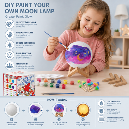 DIY Paint Your Own Moon Lamp Kit for Kids – Creative Space Night Light