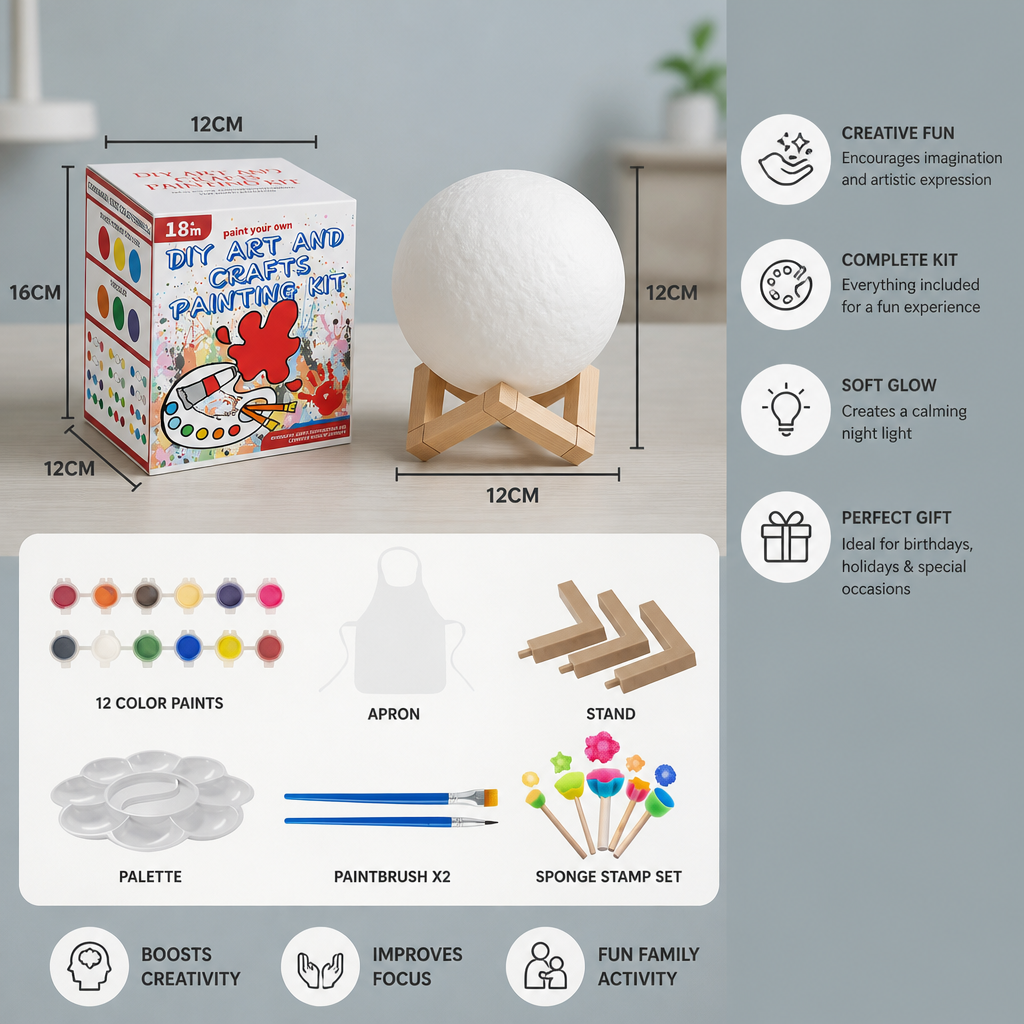 DIY Paint Your Own Moon Lamp Kit for Kids – Creative Space Night Light