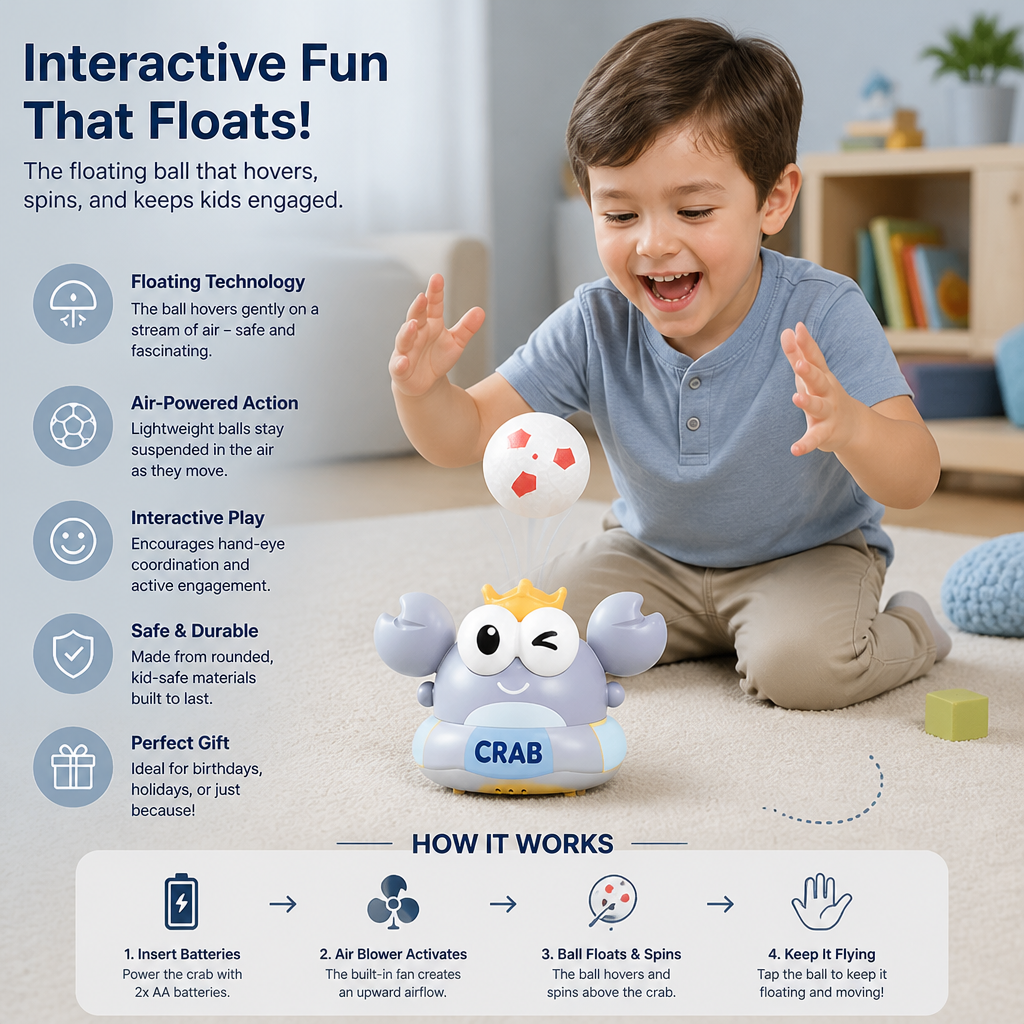 Kids’ Electric Crab Floating Ball Toy
