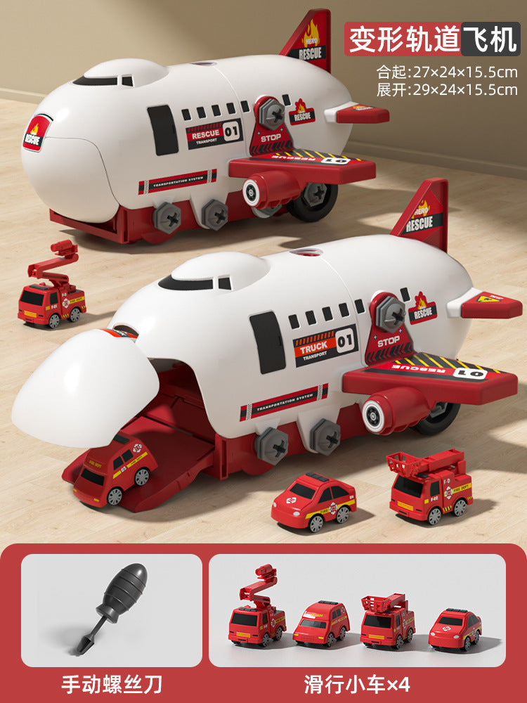 DIY Airplane Transport Truck Playset with Construction Vehicles
