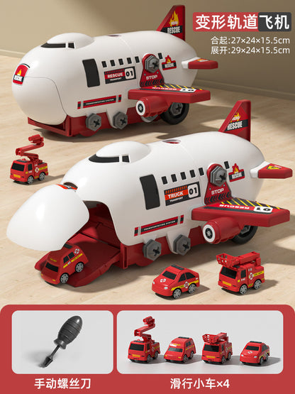 DIY Airplane Transport Truck Playset with Construction Vehicles