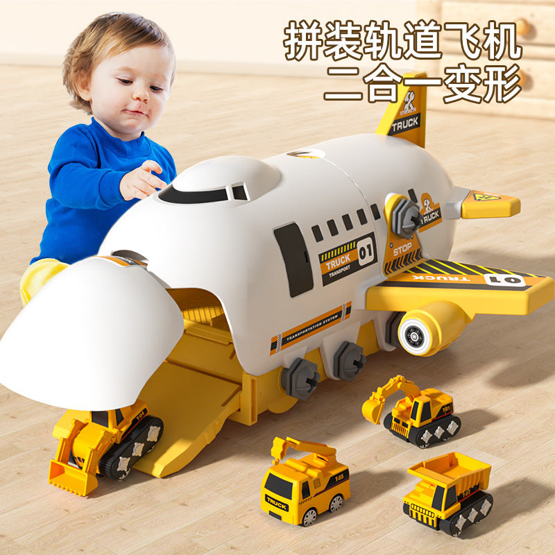DIY Airplane Transport Truck Playset with Construction Vehicles
