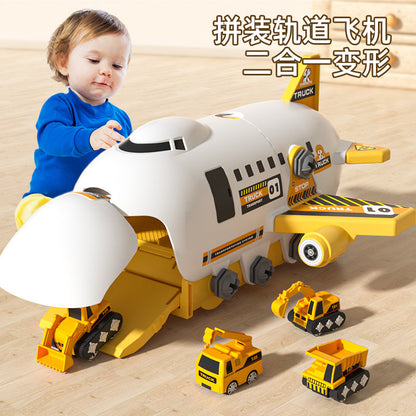 DIY Airplane Transport Truck Playset with Construction Vehicles