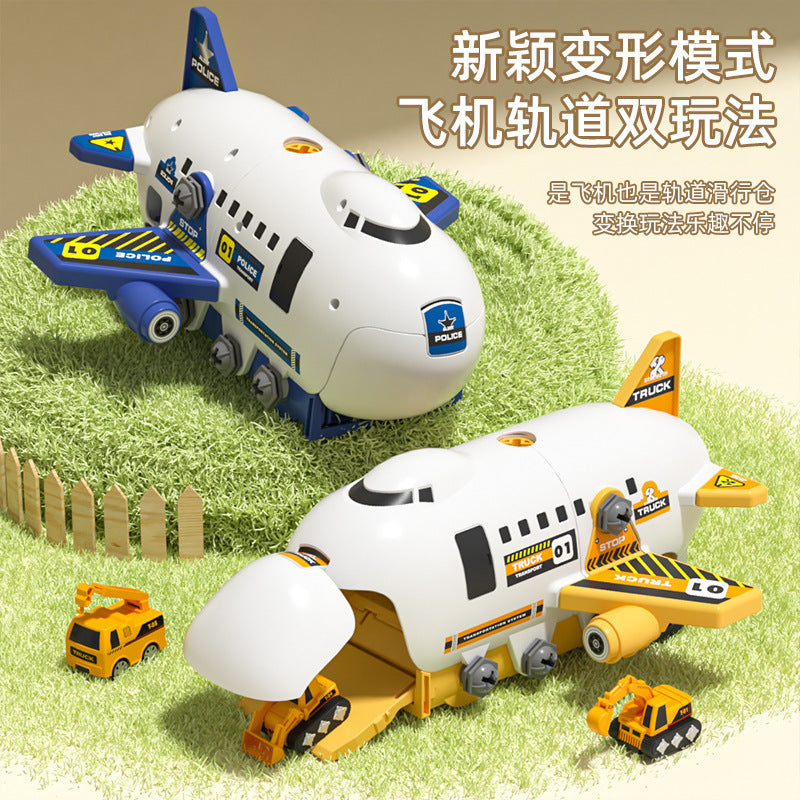 DIY Airplane Transport Truck Playset with Construction Vehicles