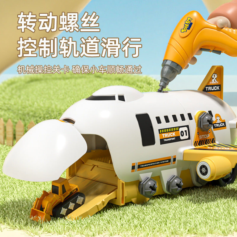 DIY Airplane Transport Truck Playset with Construction Vehicles