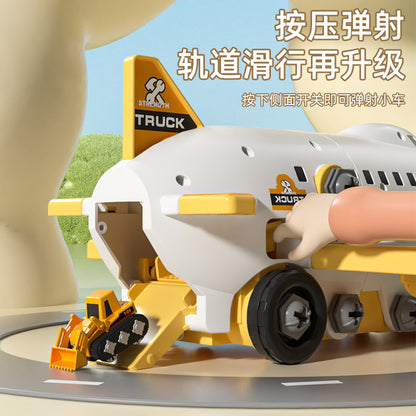 DIY Airplane Transport Truck Playset with Construction Vehicles