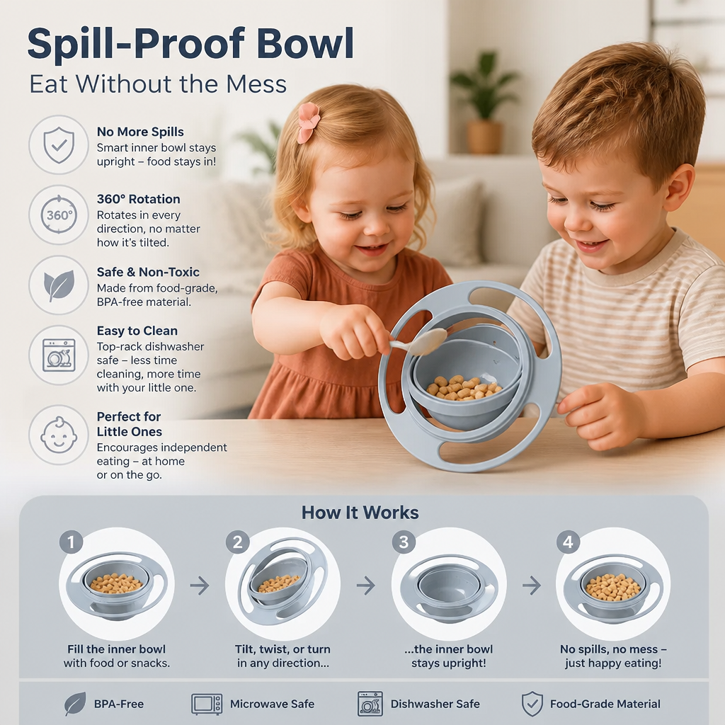 Non-spill baby bowl – eating without spilling