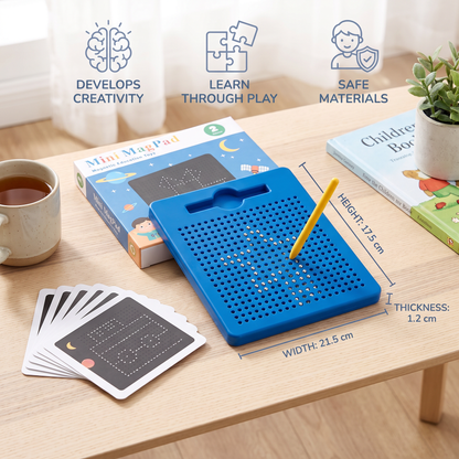 2-in-1 Magnetic Writing & Drawing Board with Snap-On Shape Tiles for Kids
