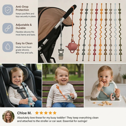 Silicone Baby Clip with Anti-Loss Protection – for Pacifiers & Toys (5 Pieces)