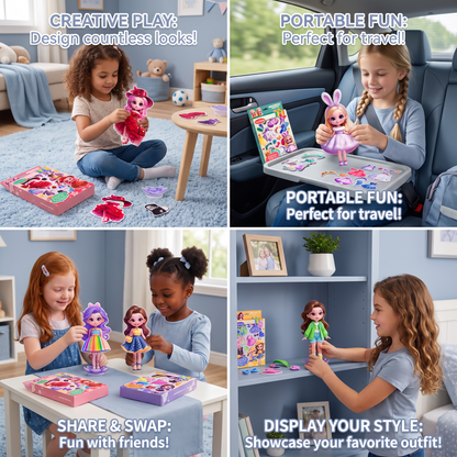 Magnetic Dress-Up Doll Set with Interchangeable Outfits
