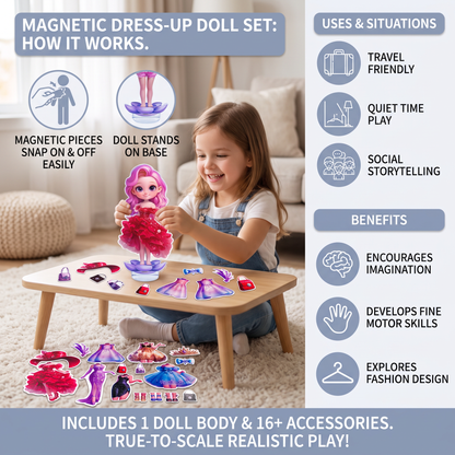 Magnetic Dress-Up Doll Set with Interchangeable Outfits