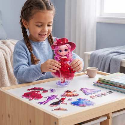 Magnetic Dress-Up Doll Set with Interchangeable Outfits