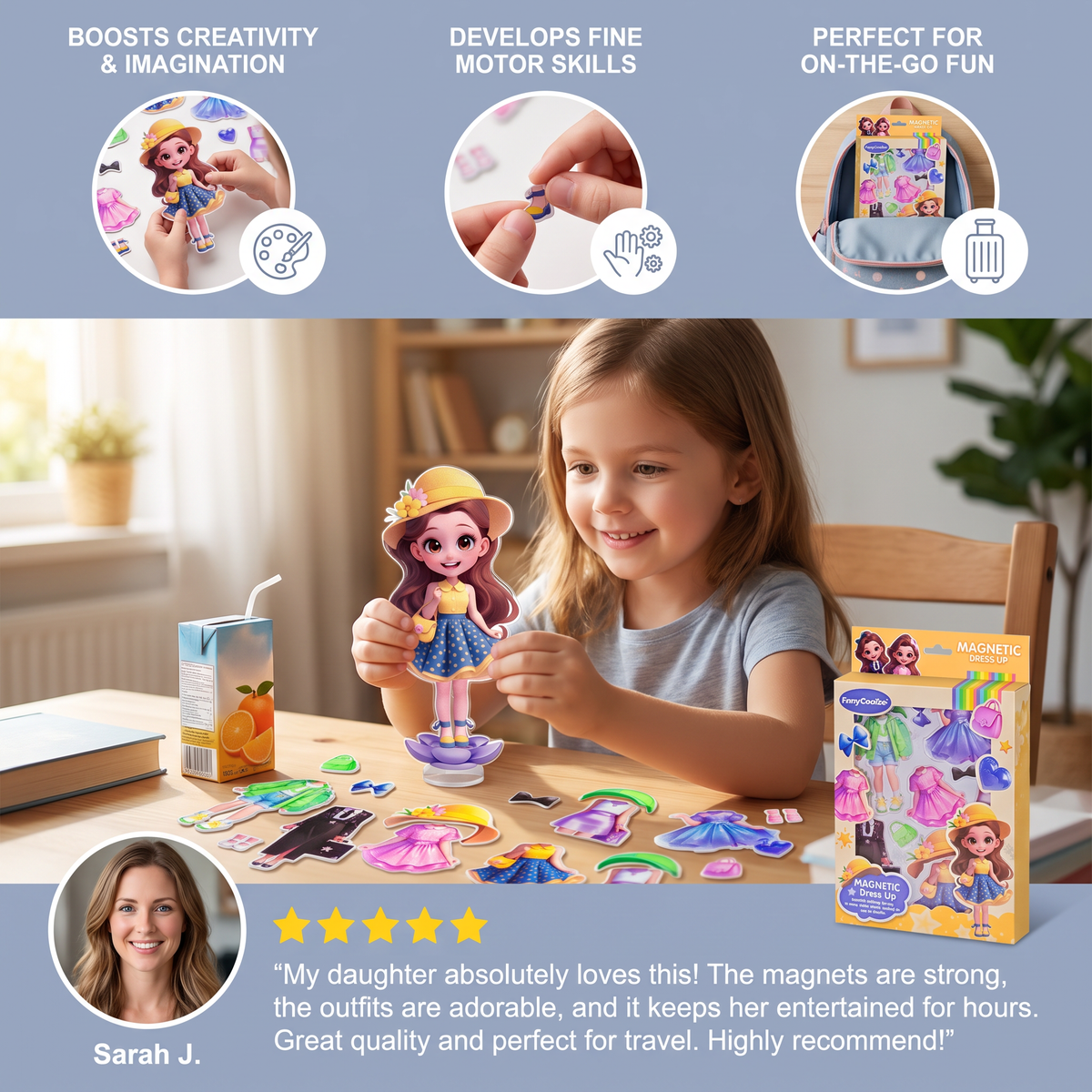 Magnetic Dress-Up Doll Set with Interchangeable Outfits