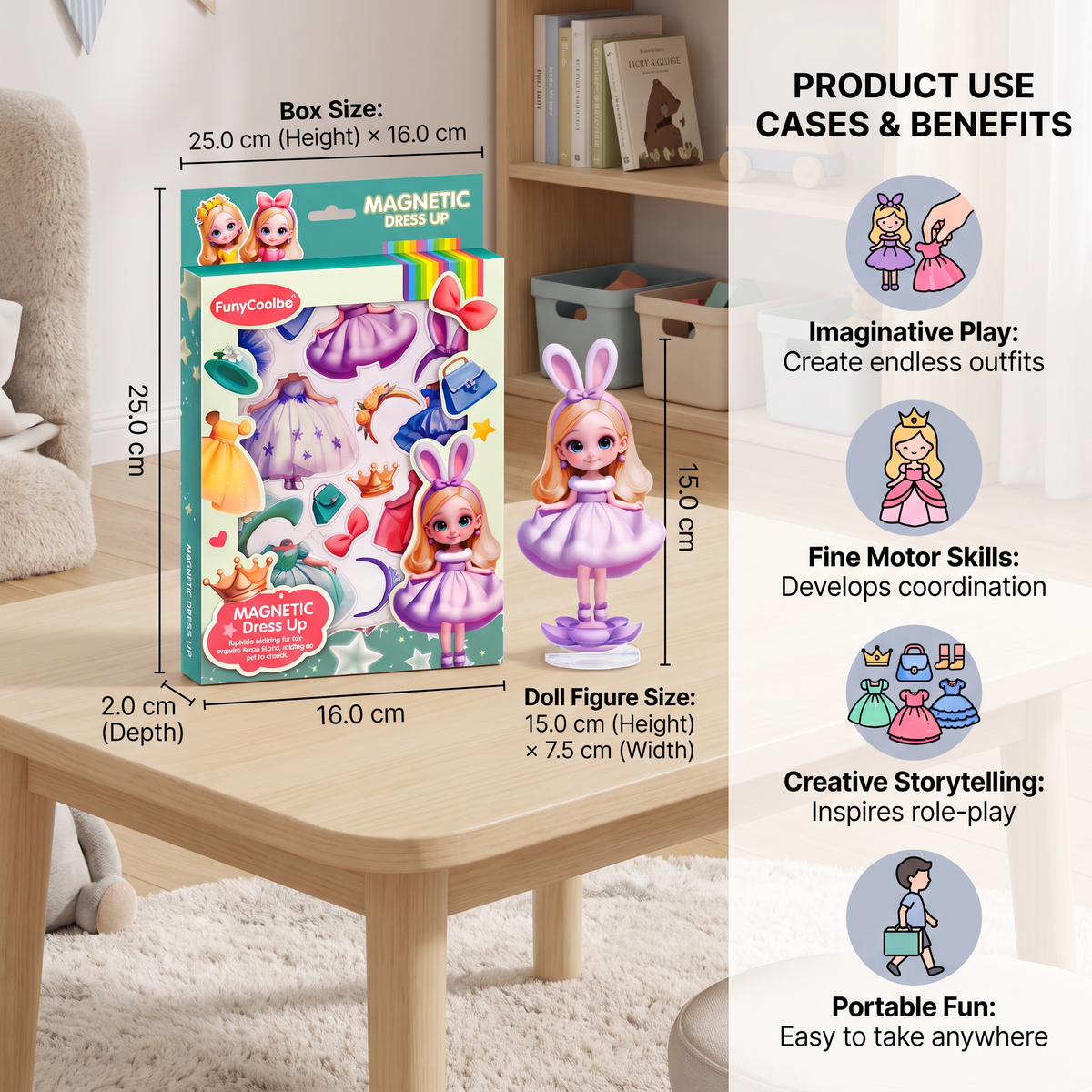 Magnetic Dress-Up Doll Set with Interchangeable Outfits
