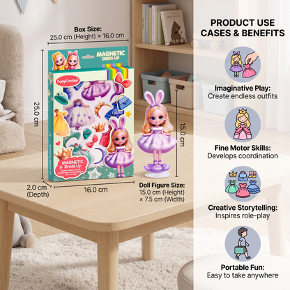 Magnetic Dress-Up Doll Set with Interchangeable Outfits