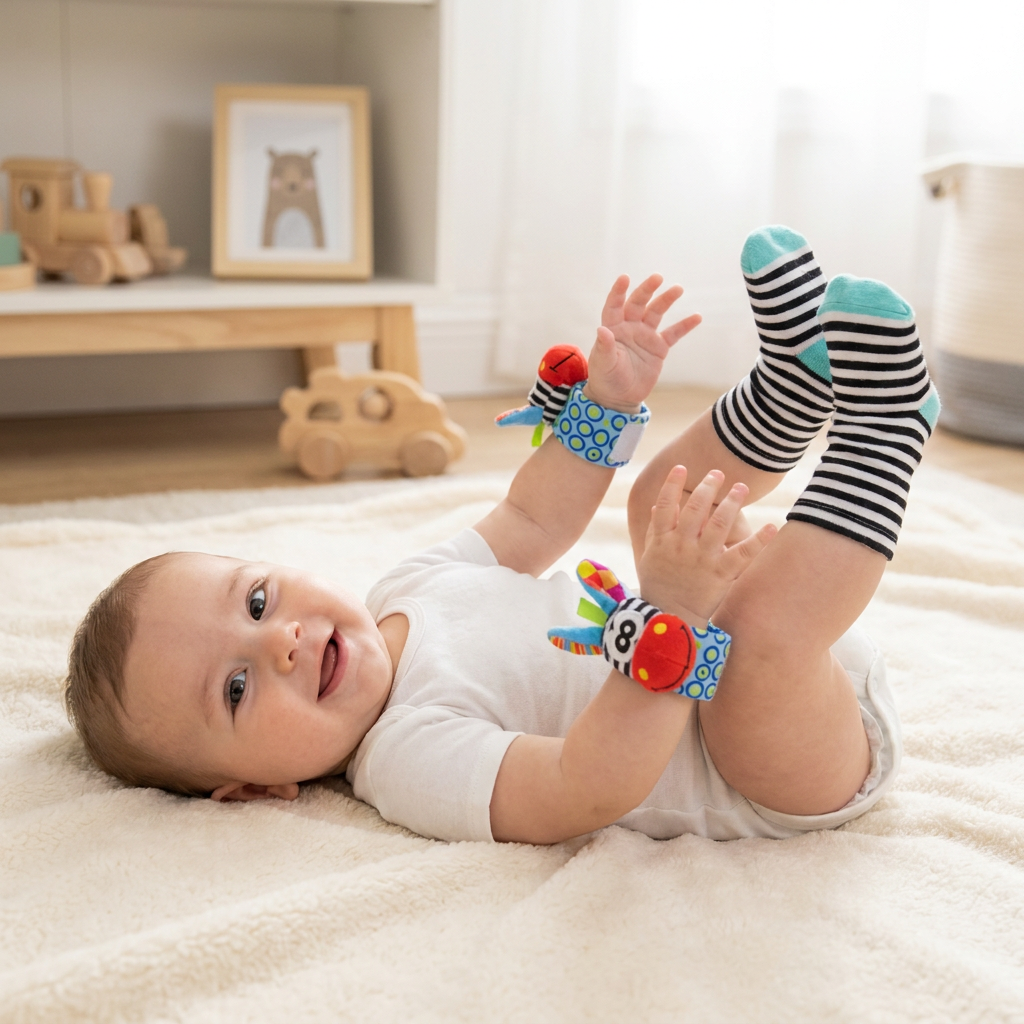Sensory Baby Plush Socks and Wristband