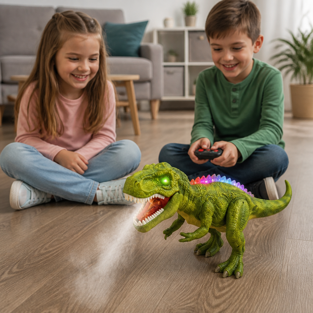 Remote Control Walking T-Rex – RC Dinosaur with Spray Mist, Lights & Sound