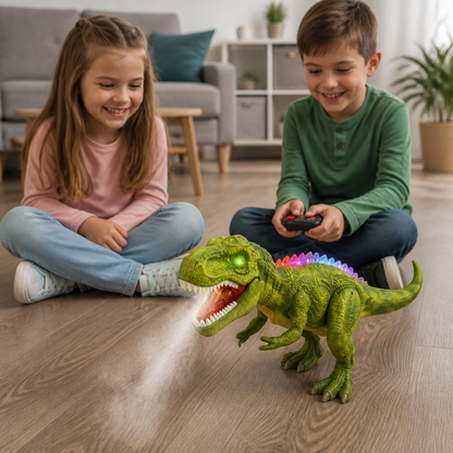 Remote Control Walking T-Rex – RC Dinosaur with Spray Mist, Lights & Sound