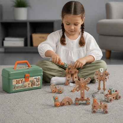 144-Piece Kids Tool Set with Drill & Toolbox – STEM Montessori Construction Kit