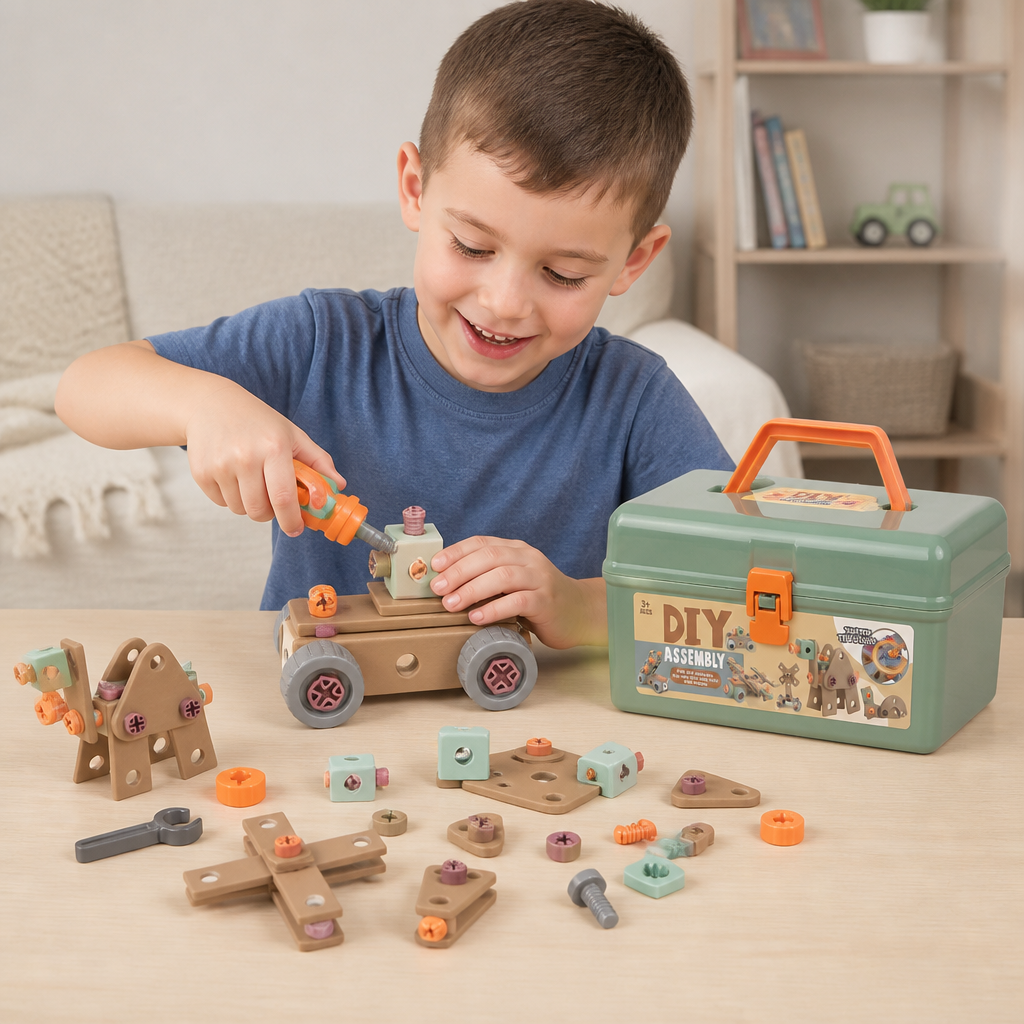 144-Piece Kids Tool Set with Drill & Toolbox – STEM Montessori Construction Kit