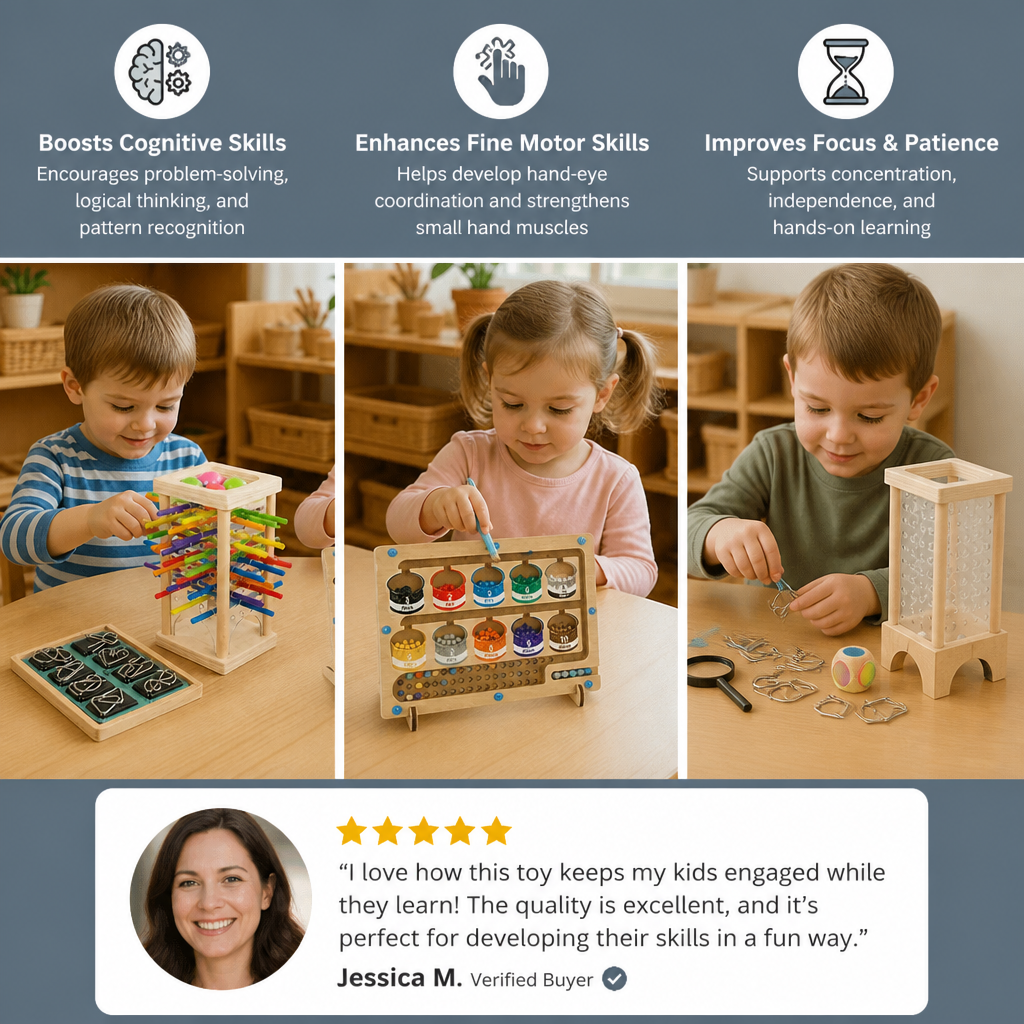 3-Piece Montessori Play and Development Puzzle Set for Children