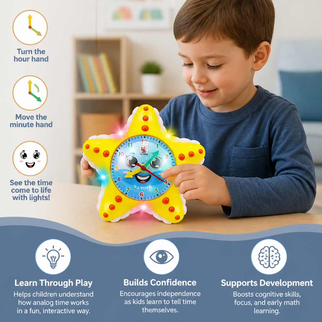 Starfish Clock Learning Toy – Interactive Time Teaching Toy for Kids